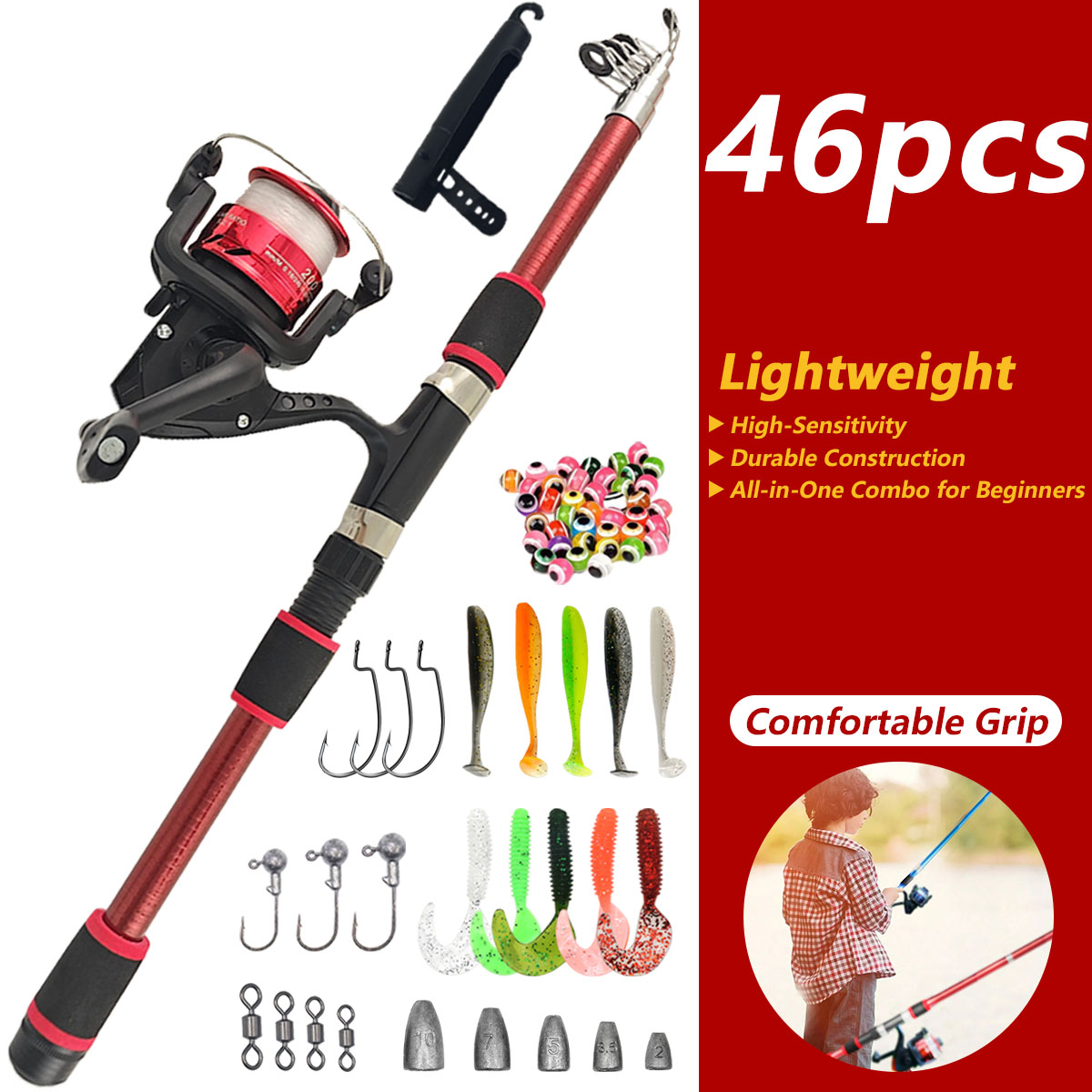 46-delige telescopische hengel - Fishing Rod Combo recensie en prijs